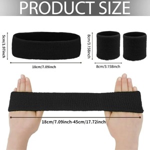 Conjunto de Diadema Deportiva y Muñequeras de Algodón para Moda y Deporte, para Mujeres y Hombres, Ciclismo, Gimnasio, Baloncesto, <span class=keywords><strong>Tenis</strong></span> - Product Image 3