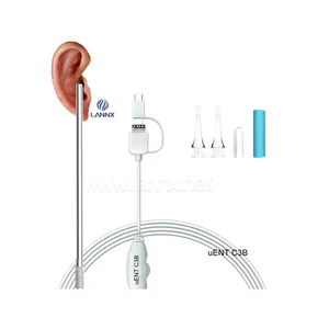 LANNX uENT C3B yeni tasarım HD kamera elektrik otoskop ev kullanımı için kulak temizleme endoskop taşınabilir görsel earpick otoskop seti