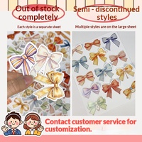 Autocollants adhésifs transparents en PET imperméables, style Loli avec nœud papillon Kawaii, pour décoration d'ordinateur portable, mignons, vente en gros, feuille personnalisée