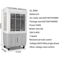 Refroidisseur d'air évaporatif autonome avec réservoir d'eau de 25 L pour bureau à domicile et atelier, climatiseur portable d'intérieur