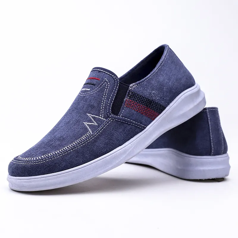 Men's foldable flat slip-on soft casual denim canvas driving loafer shoes