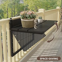 Table de jardin suspendue réglable en PEHD de 32 po pour balustrade, terrasse, cour, mobilier d'extérieur