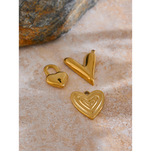 Pendentif en acier inoxydable JINYOU 0001 en forme de cœur, accessoires de fabrication de bijoux faits à la main, accessoires de bijoux <span class=keywords><strong>pour</strong></span> femmes - Product Image 4