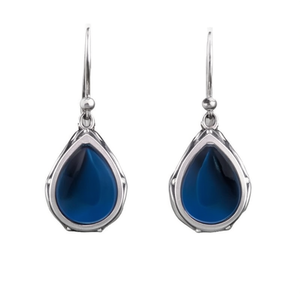 E2395 Orecchini Pendenti da Donna in Argento 925 con Agata a Goccia, Montatura a Castone, Classici per Uso Quotidiano - Product Image 1