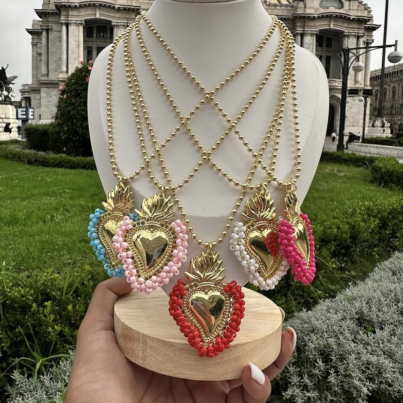 Collana placcata in oro con croce e cuore - Raffinati gioielli religiosi
