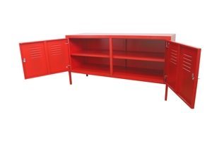 Metal TV <b>Stand</b> Cabinet Metal Colorful TV Storage 2 <b>Door</b> Red Cabinet Modern for Home Use Living Room Use - Product Image 4