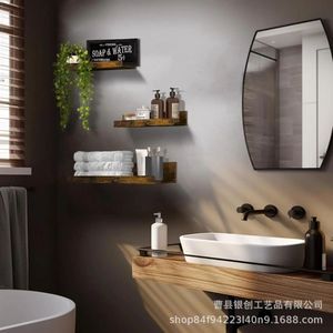 <b>Wall</b> <b>Mounted</b> <b>Shelf</b> Solid Wood Rectangle Single Layer Living Room Decoration No Drilling Required - Product Image 4