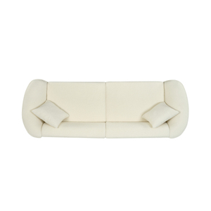 Canapé carré contemporain de 87 pouces en tissu peluche beige avec design épuré, structure robuste et fonctionnalités convertibles, idéal pour les villas - Product Image 6