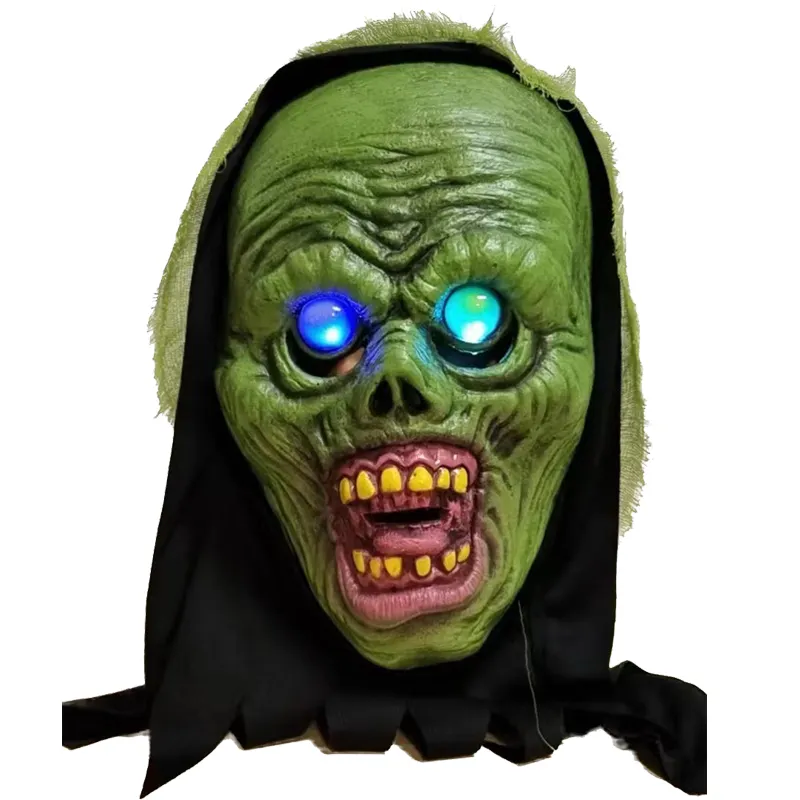 New Design Halloween Mask Rotten Eyes Zombie latex mask Eyes can glow Electric led light Scary party Mask