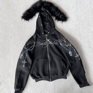 Felpe con <span class=keywords><strong>Cappuccio</strong></span> in Cotone French Terry di Alta Qualità Personalizzate, Giacche con Zip e <span class=keywords><strong>Cappuccio</strong></span> in <span class=keywords><strong>Pelliccia</strong></span>, Stampa DTG, Produttore di Felpe Pesanti - Product Image 1