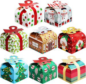 12/24Pcs <b>Large</b> Square Gold Foil Offset Printed Handmade Eco-Friendly Reusable Christmas Cake Packaging <b>Boxes</b> Sponge Lining - Product Image 1