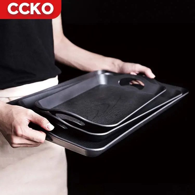 42Cm Restaurant Café Hotel Keuken Plastic Custom Trays Set Dienblad Met Handvatten Thee Koffie Oester Buffet Food Service Tray