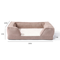 Lit pour chien orthopédique en mousse à mémoire de forme, gris, personnalisé, en peluche, non masticable, rectangulaire, avec 4 oreillers latéraux