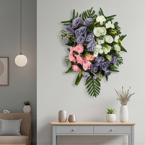 Ramo de Flores Artificiales en Tonos Púrpura, Blanco y Rosa, Estilo Vintage, Hecho a Mano, 55 cm, Guirnaldas Decorativas para Colgar en la Pared, Decoración del Hogar - Product Image 3