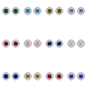 ต่างหูที่กำหนดเองกระดุมที่มี<span class=keywords><strong>สี</strong></span>สันเซอร์โคเนียโอปอลสีแดง<span class=keywords><strong>สี</strong></span>ฟ้า CZ โรเดียมชุบ925ต่างหูกระดุมเงิน - Product Image 1