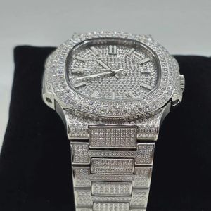 Reloj de Lujo de Plata con Moissanita, Esfera Inteligente, Cristal, Movimiento Mecánico, Elegante y Brillante, Regalo de Joyería Unisex - Product Image 3