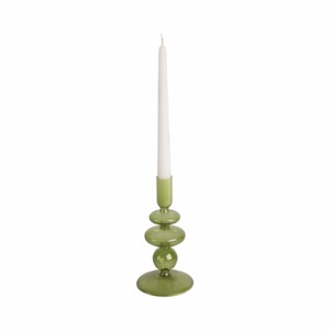 <b>Glass</b> Candle Holder Taper Modern Disc Sphere Design Table Decor Pair - Product Image 2