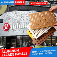 Panneau de façade en aluminium, système à joint ouvert, dimensions personnalisées, commande en gros, approvisionnement