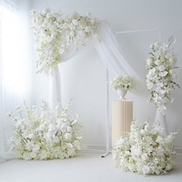Arco Floral Blanco Estilo Europeo para Bodas, Arreglo de Flores de Seda para Escenario de Boda, Fondo de Bienvenida con Panel KT y Decoraciones para Ceremonia