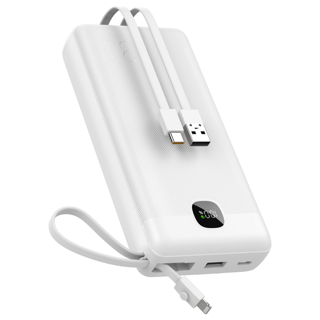 Custom 20000mah Power Bank with Built in Cable Fats Charging Portable Power Bank Battery Pack