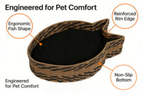 Paniers de rangement tressés en jacinthe d'eau pour organiser les jouets pour animaux de compagnie, paniers organisateurs en forme de chat, paniers tissés à la main de qualité supérieure en forme de poisson