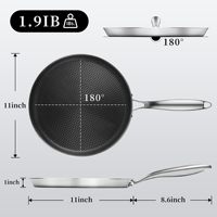 26/28/30cm Wajan Panggang Ramah Lingkungan Tiga Lapis Baja Tahan Karat 316 2 Lapisan Lapisan Anti Lengket Wajan Penggorengan Skillet Gas