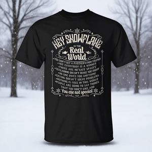 Camiseta Hey Snowflake In The Real World, negra, unisex para adultos, 100% algodón - Product Image 3
