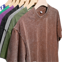 Kaos Pria Katun Murni 230gsm Heavyweight, Model Longgar, Polos, Bernapas, Streetwear