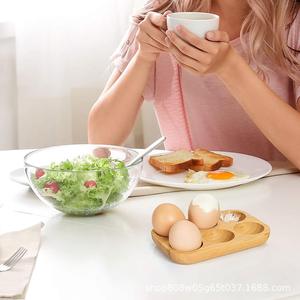 Estante para huevos de bambú con 6 orificios, bandeja de madera para huevos, para almacenamiento en la cocina, uso en el refrigerador o gabinete, diseño de madera maciza - Product Image 4