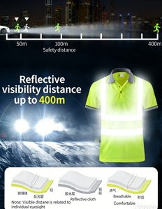 Camiseta Polo Ligera de Alta Visibilidad con Protección Solar y Reflectante para Tráfico y Correr, Personalizable - Product Image 3
