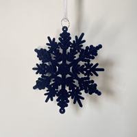 Ensemble d'ornements de Noël modernes en acrylique cristal floqué bleu de haute qualité, imperméables, suspendus, avec pendentifs en peluche, nœuds et fleurs festifs