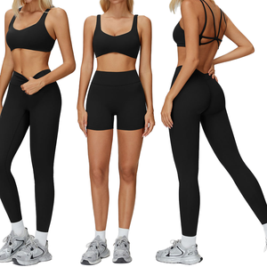 Custom Free Logo Solid Seamless Breathable Four-Way Stretch Workout Sport Wear Sets Long Sleeve Jacket Bra Flared Pants Yoga - Product Image 1