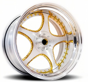 2 chiếc bánh xe rèn sang trọng tùy chỉnh được thực hiện, bề mặt vàng đánh bóng nắp nhôm lớn, hỗ trợ kích thước khác nhau Chiều rộng và kết thúc - Product Image 2