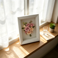 Cadres photo en bois blanc rectangulaires 3D écologiques pour fleurs, vente en gros, 7/8/10 pouces