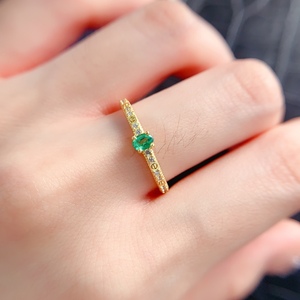 Pronto per la spedizione OEM/ODM 925 <span class=keywords><strong>argento</strong></span> Sterling placcato <span class=keywords><strong>oro</strong></span> naturale smeraldo anello per le donne anniversario - Product Image 3