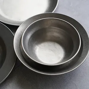 Ensemble de <span class=keywords><strong>vaisselle</strong></span> vintage en acier inoxydable, assiette à dîner, plateau portable de style japonais, bol, tasse, ensemble de <span class=keywords><strong>vaisselle</strong></span> de camping - Product Image 3