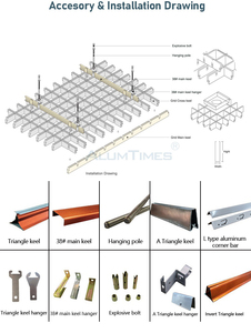 Grille en aluminium <span class=keywords><strong>de</strong></span> luxe CE Factory Open Cell, grille métallique ignifuge et imperméable, plafond suspendu au design moderne pour centre commercial extérieur - Product Image 6