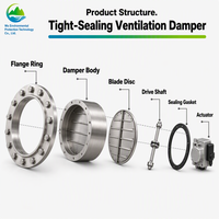 Vanne de régulation de débit d'air pneumatique SS304 à double action avec bride pour système de conduits CVC OEM