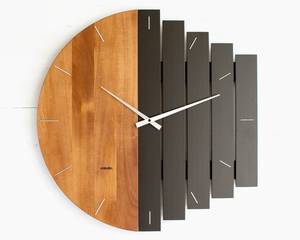 Horloge géométrique en bois avec alarme numérique - Product Image 1
