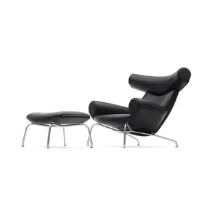 Chaise longue italienne moderne de luxe en cuir noir Fauteuil inclinable pour salon Canapé simple