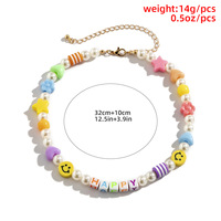 Collier de perles de riz colorées perlées à la main en gros mixte Style ethnique collier en acrylique poterie douce irrégulière pour les femmes