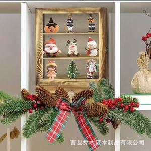 <b>Shadow</b> <b>Box</b> Frame Wooden Display Case With Drawers Rectangle Brown Engraving Memory <b>Box</b> Souvenir Genuine Glass - Product Image 4