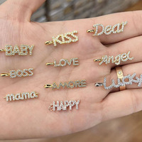 CZ8726 pendentif à breloques spirituelles en or 18 carats diamant CZ Micro pavé lettre mots baiser Amore bébé maman LOL pour la fabrication de bijoux