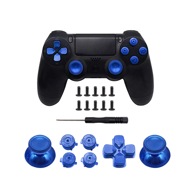 For Ps4Game Accessories Metal Dpad ABXY Buttons Blue for PS4 Controller Replacement Analog Stick Joystick Metal ABXY Buttons