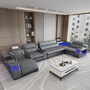 Canapé en <span class=keywords><strong>Cuir</strong></span> Véritable Italien Canapés de Luxe Ensemble de Canapés 7 Places Sectionnel d'Angle Modulaire Moderne Canapé de Salon en Forme de L - Product Image 3