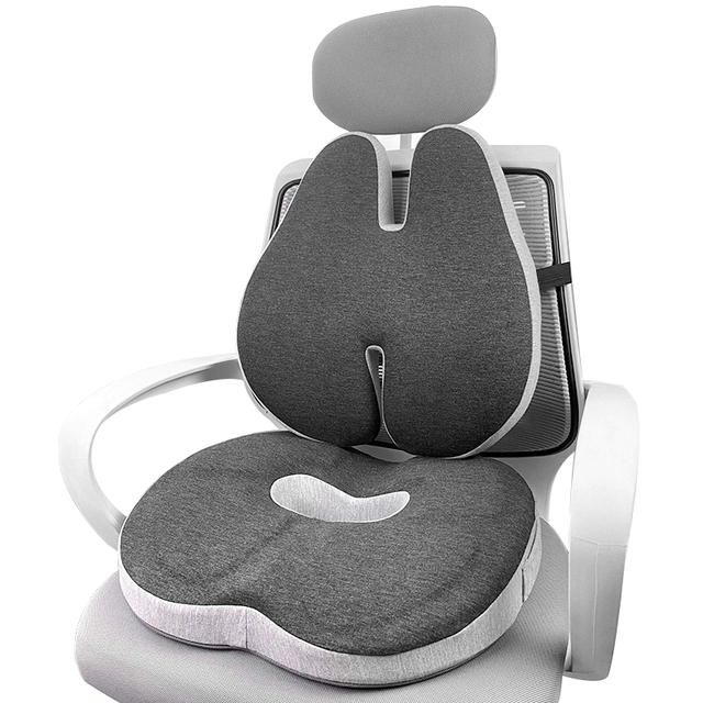 Portable Cooling Memory Foam Seat Cushion and Lumbar Support Pillow Set for Home Office Car Wheelchair Chair Use
