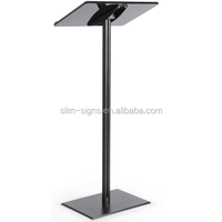 Présentoir de luxe portable moderne transparent en acrylique et métal pupitre chaire podium pour une mobilité facile