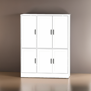 Armoire contemporaine élégante à 6 portes à panneaux de bois couleur personnalisée rangement spacieux pour la maison hôtel atelier chambre salle de sport appartement - Product Image 1
