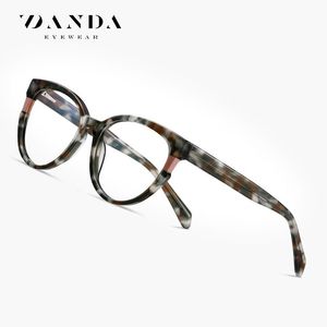 แว่นตา Danda รุ่น F22106 ทรงวงรี กรอบอะซิเตทเต็มกรอบ เลนส์กรองแสงสีฟ้า แบบไม่มีค่าสายตา สำหรับทุกเพศ สไตล์เรโทร - Product Image 1