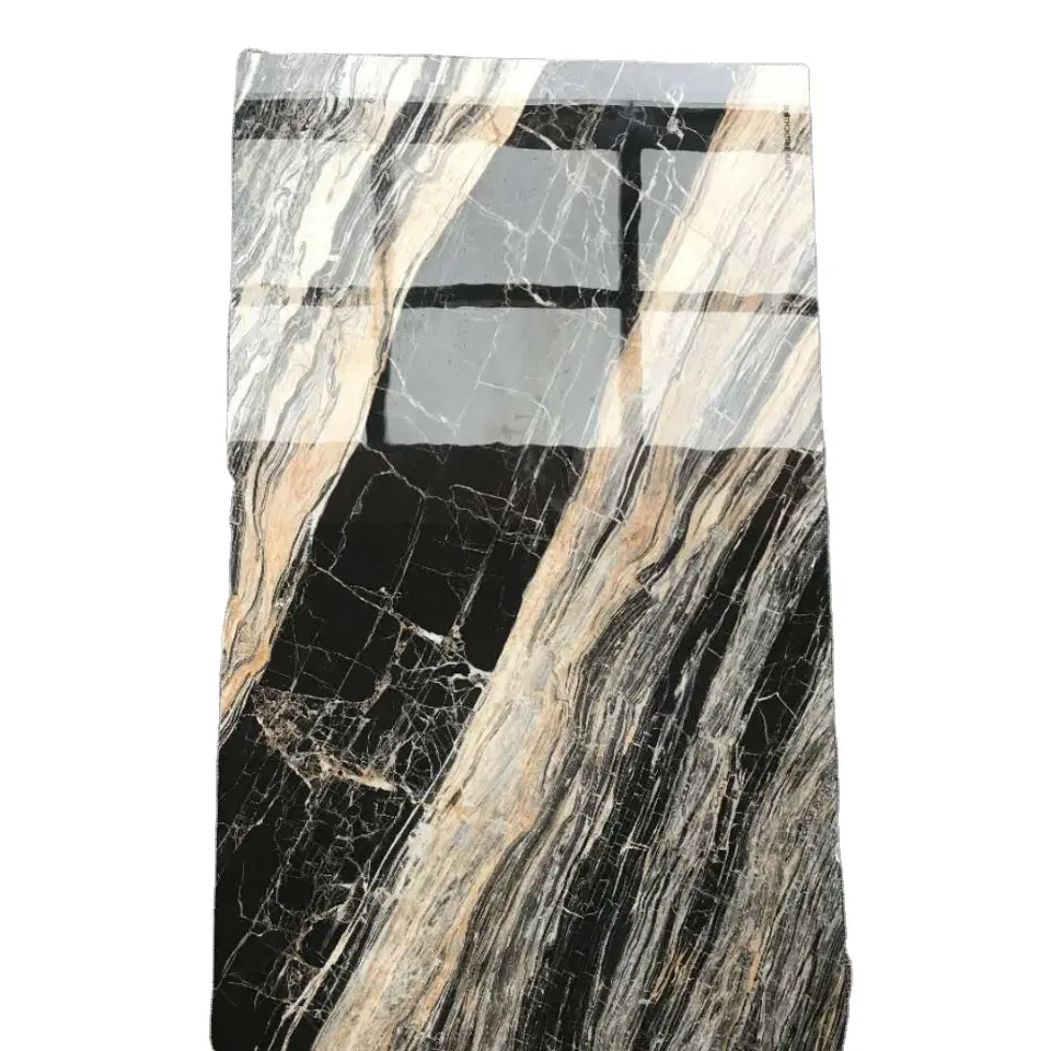 大理石タイル光沢のある白い黄金佛山大理石ガラス化内壁クリックしてロック金静脈セラミックカララ床